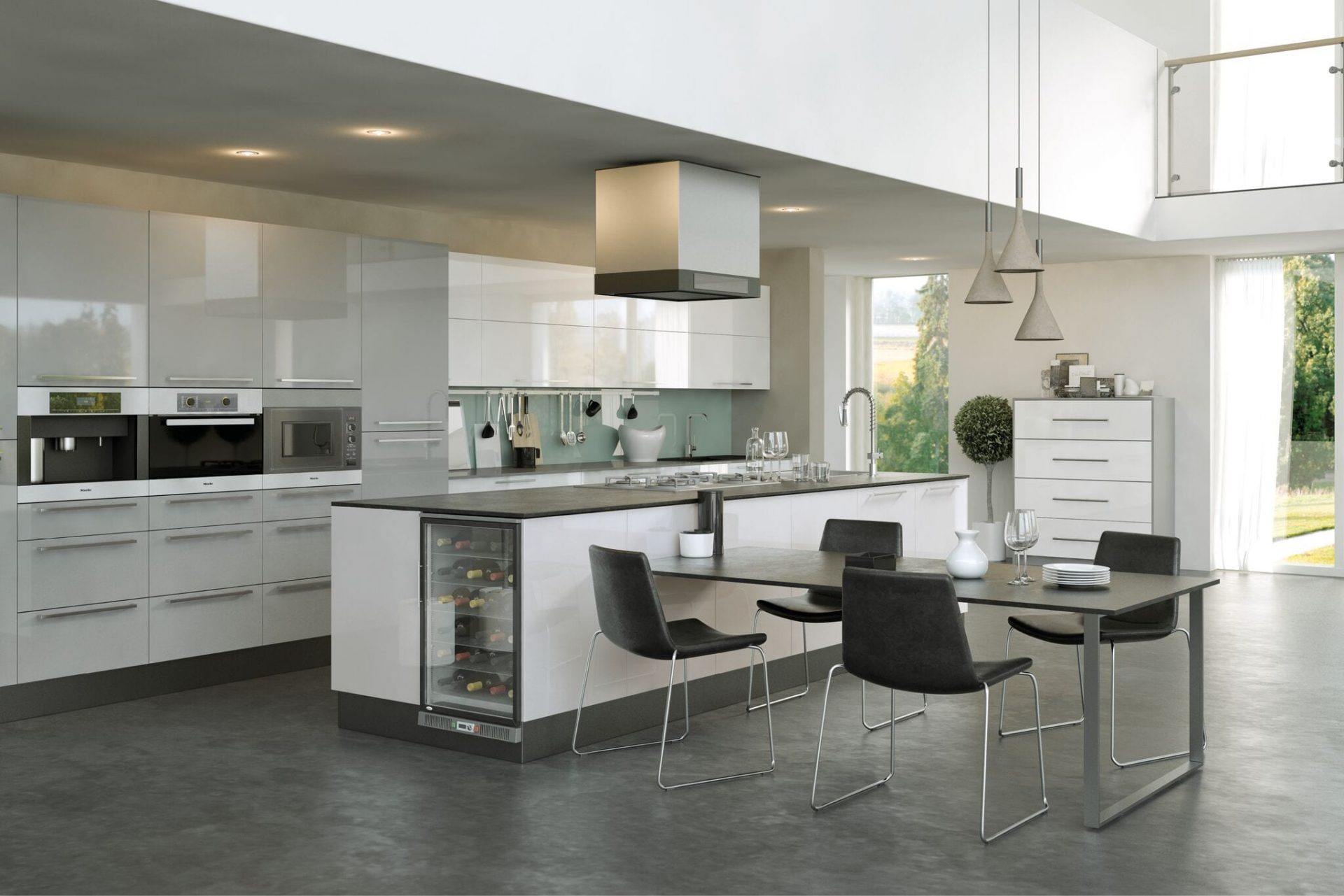 Firbeck flat panel kitchen in light grey
