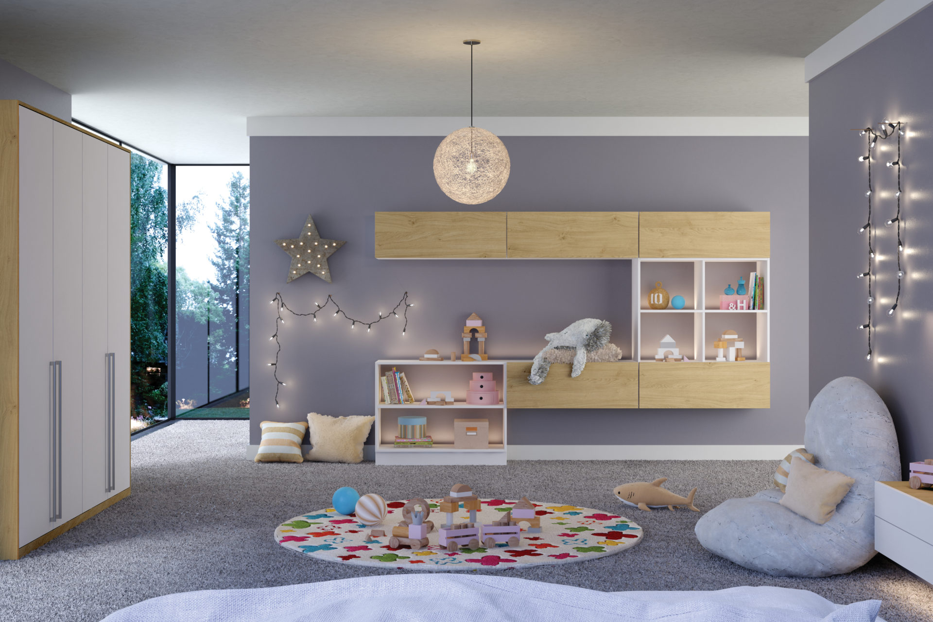 Childrens White and Oak bedroom furniture