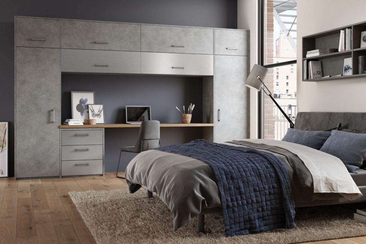 Modern Bedroom Brushed Metal Finish