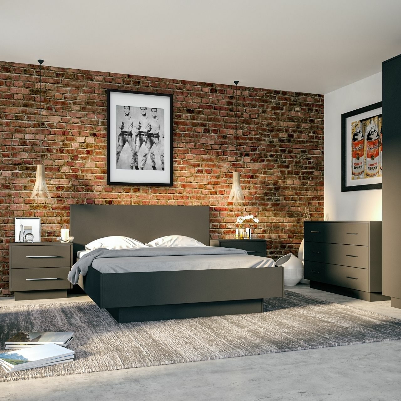 Modern Bedroom With Dark Finish